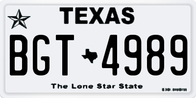 TX license plate BGT4989
