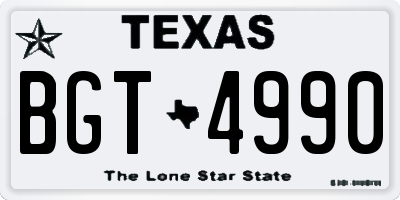 TX license plate BGT4990