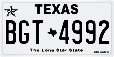 TX license plate BGT4992