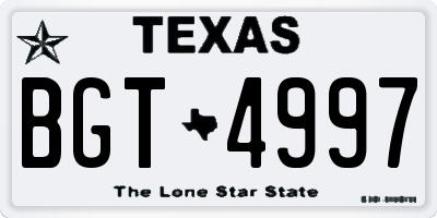 TX license plate BGT4997