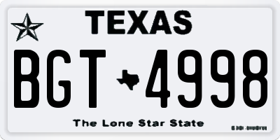 TX license plate BGT4998