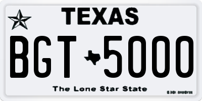 TX license plate BGT5000