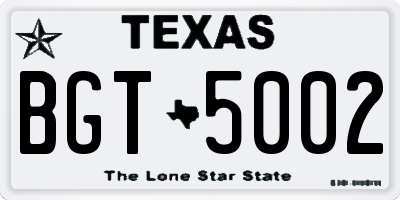 TX license plate BGT5002