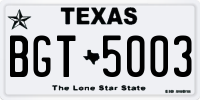TX license plate BGT5003