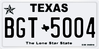 TX license plate BGT5004
