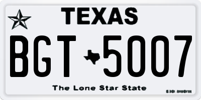 TX license plate BGT5007