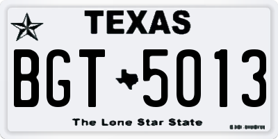 TX license plate BGT5013
