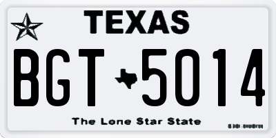 TX license plate BGT5014