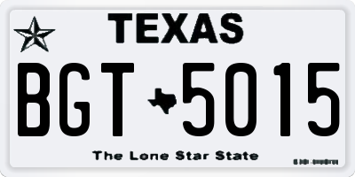 TX license plate BGT5015