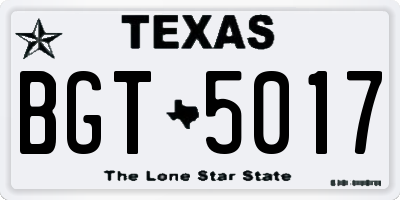 TX license plate BGT5017