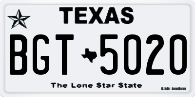 TX license plate BGT5020
