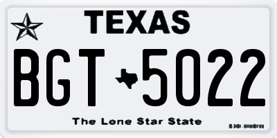 TX license plate BGT5022