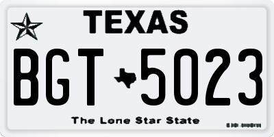 TX license plate BGT5023