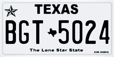 TX license plate BGT5024