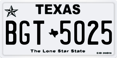 TX license plate BGT5025
