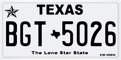 TX license plate BGT5026