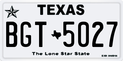 TX license plate BGT5027