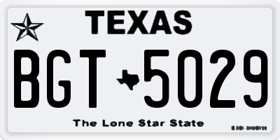 TX license plate BGT5029