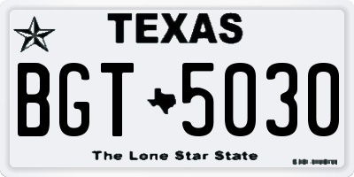 TX license plate BGT5030