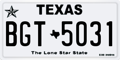 TX license plate BGT5031