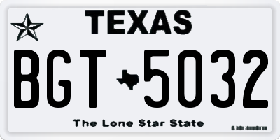 TX license plate BGT5032