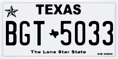 TX license plate BGT5033