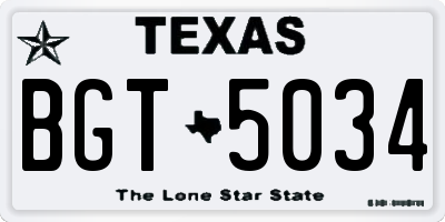 TX license plate BGT5034