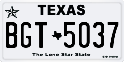 TX license plate BGT5037