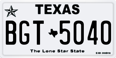 TX license plate BGT5040