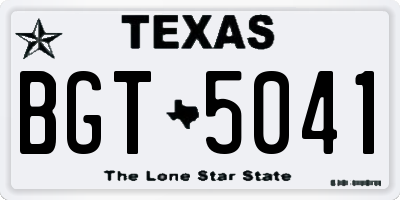 TX license plate BGT5041