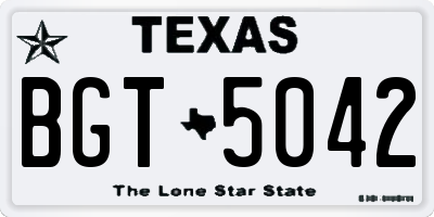 TX license plate BGT5042