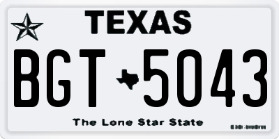 TX license plate BGT5043