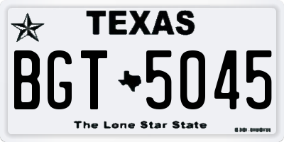 TX license plate BGT5045