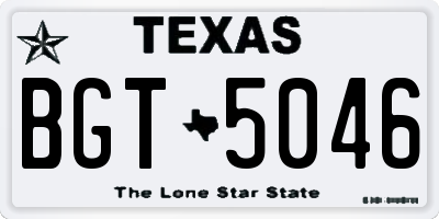 TX license plate BGT5046