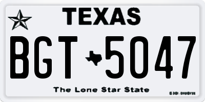 TX license plate BGT5047