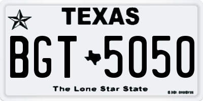TX license plate BGT5050