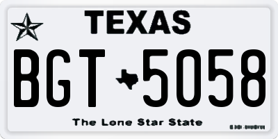 TX license plate BGT5058