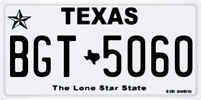TX license plate BGT5060