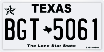 TX license plate BGT5061