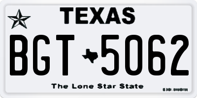 TX license plate BGT5062