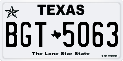 TX license plate BGT5063