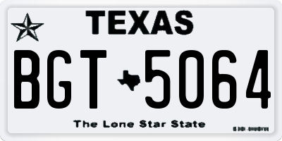 TX license plate BGT5064