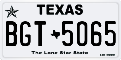 TX license plate BGT5065