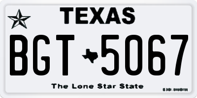 TX license plate BGT5067