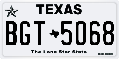 TX license plate BGT5068