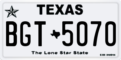TX license plate BGT5070