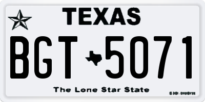 TX license plate BGT5071