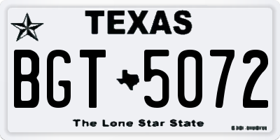 TX license plate BGT5072