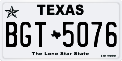 TX license plate BGT5076