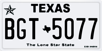 TX license plate BGT5077
